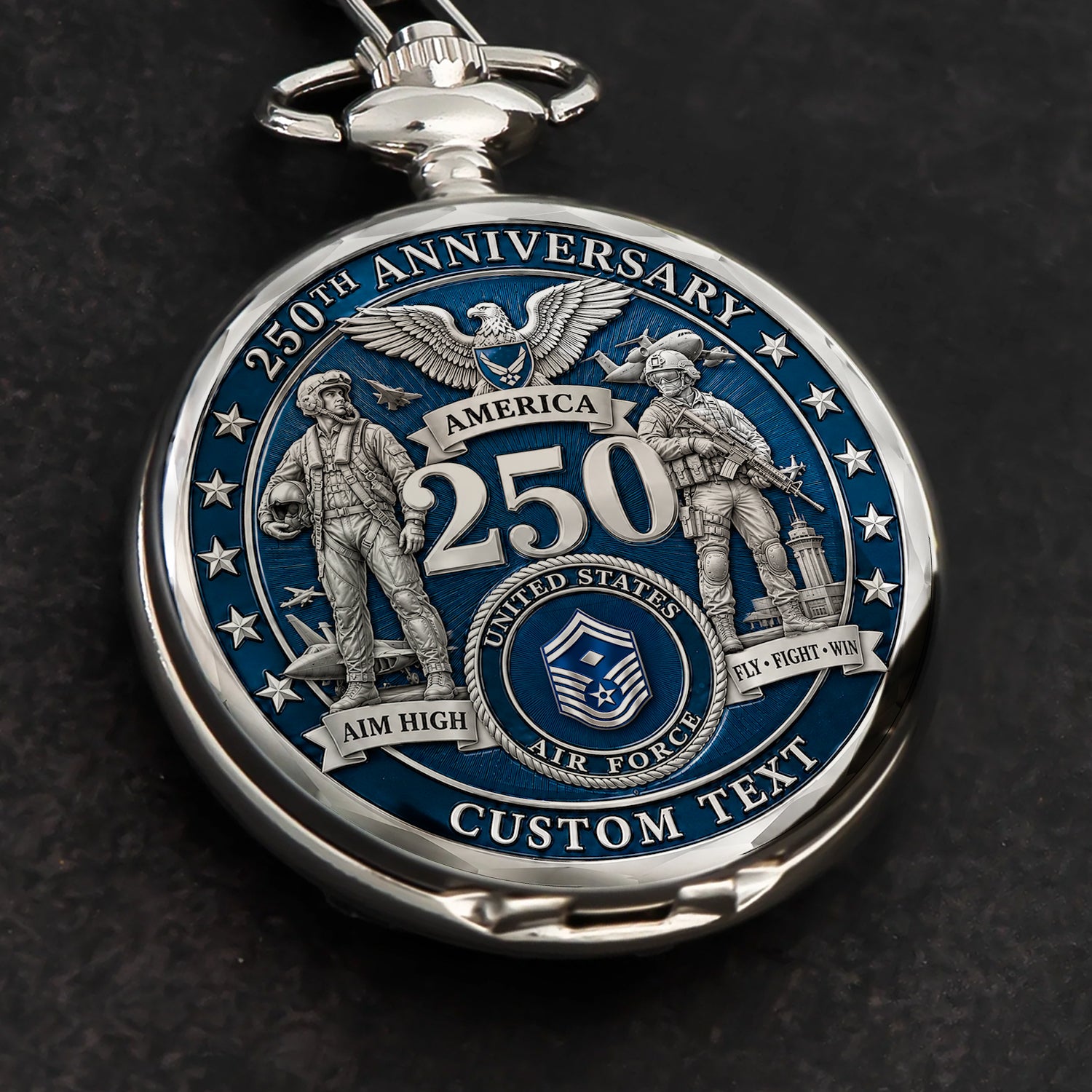 Personalized US Air Force Pocket Watch 250 Years of Service Gift