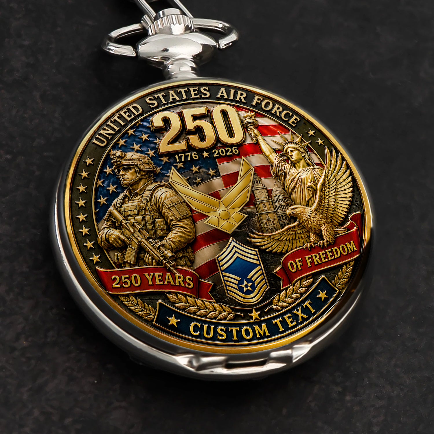 Air Force Veteran Custom Name Pocket Watch Anniversary Gift