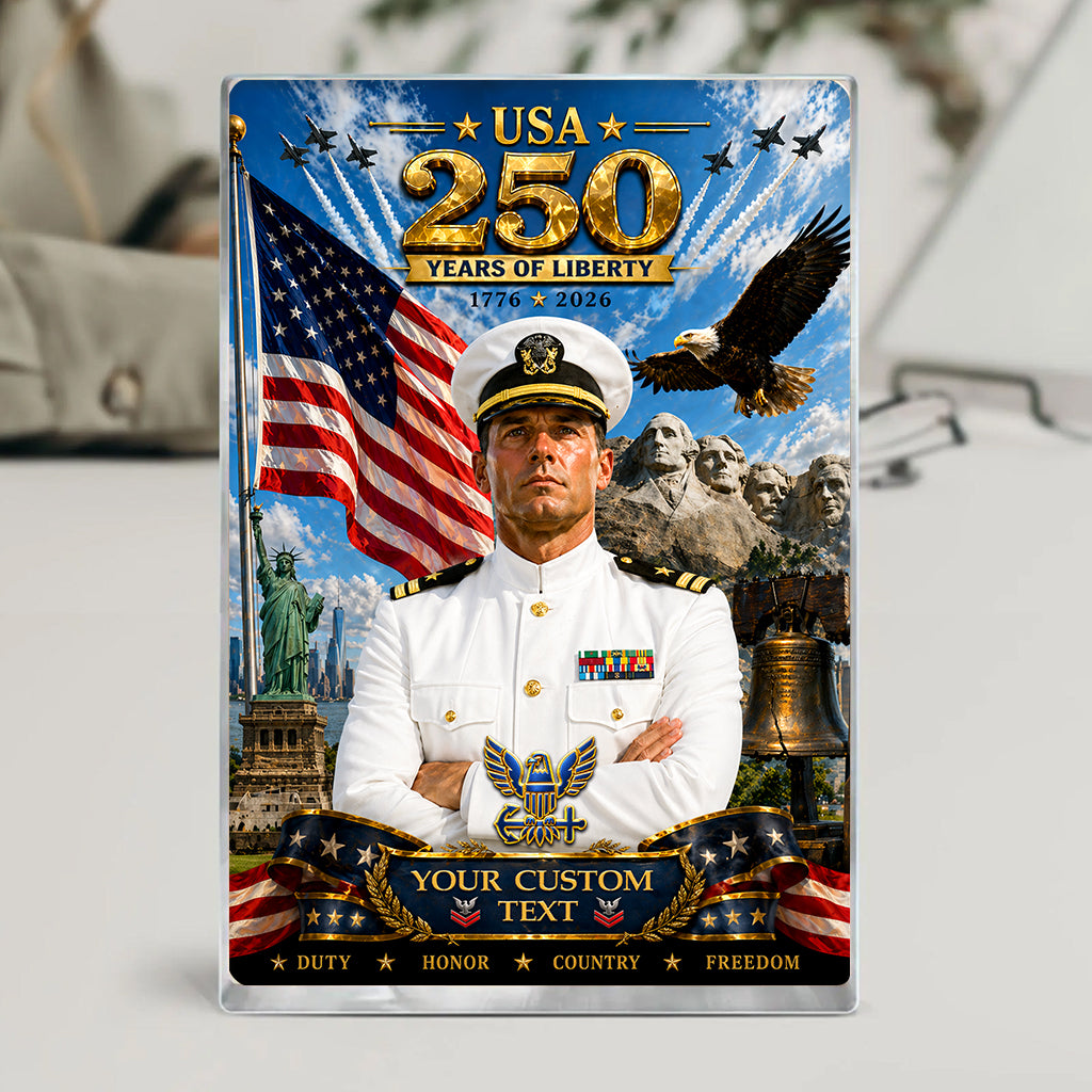 USA 250 Years Of Liberty Custom US Navy Service Dress White Figure Acrylic Block