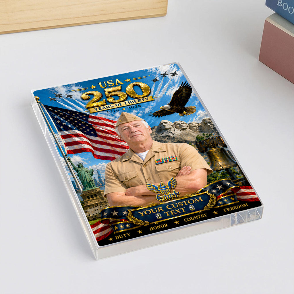 USA 250 Years Of Liberty Custom US Navy Service Uniforms Figure Acrylic Block