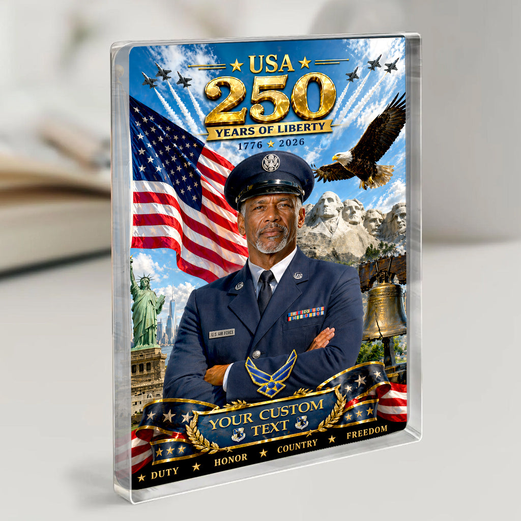 USA 250 Years Of Liberty Custom US Air Force Service Uniform Figure Acrylic Block