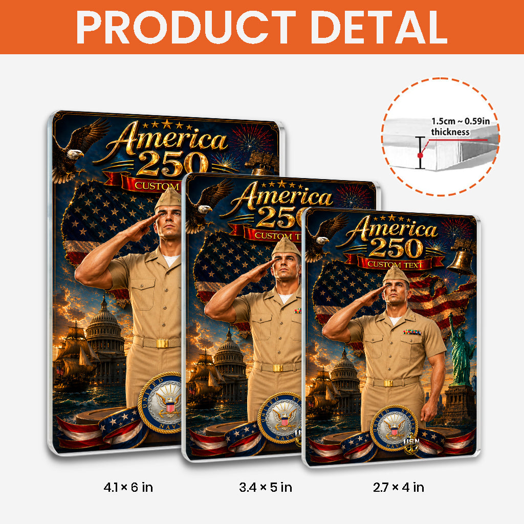 America 250th Custom Figure US Navy Service Uniforms Acrylic Block