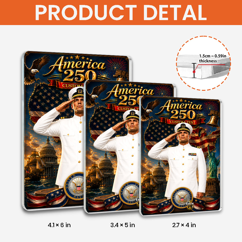 America 250th Custom Figure US Navy Service Dress White Uniform Acrylic Block