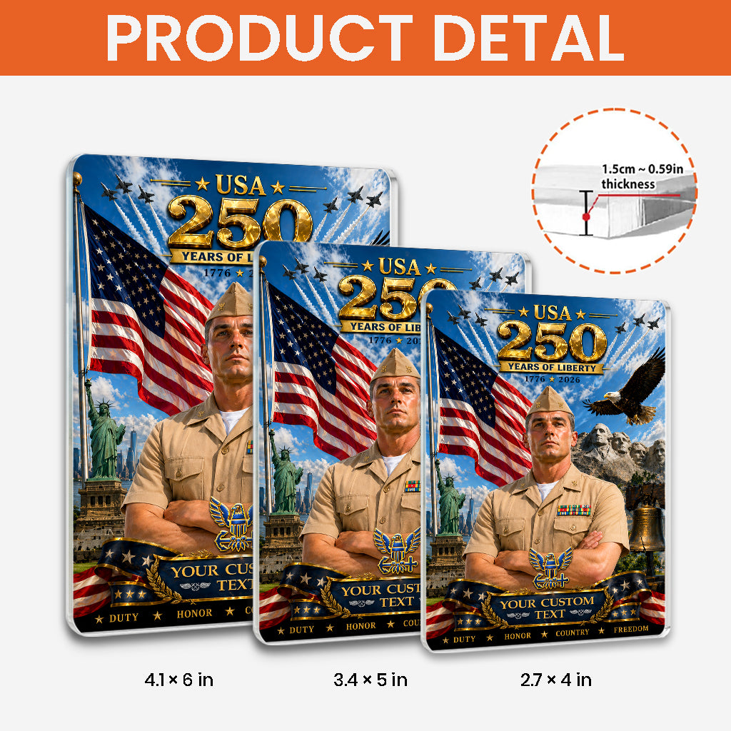 USA 250 Years Of Liberty Custom US Navy Service Uniforms Figure Acrylic Block