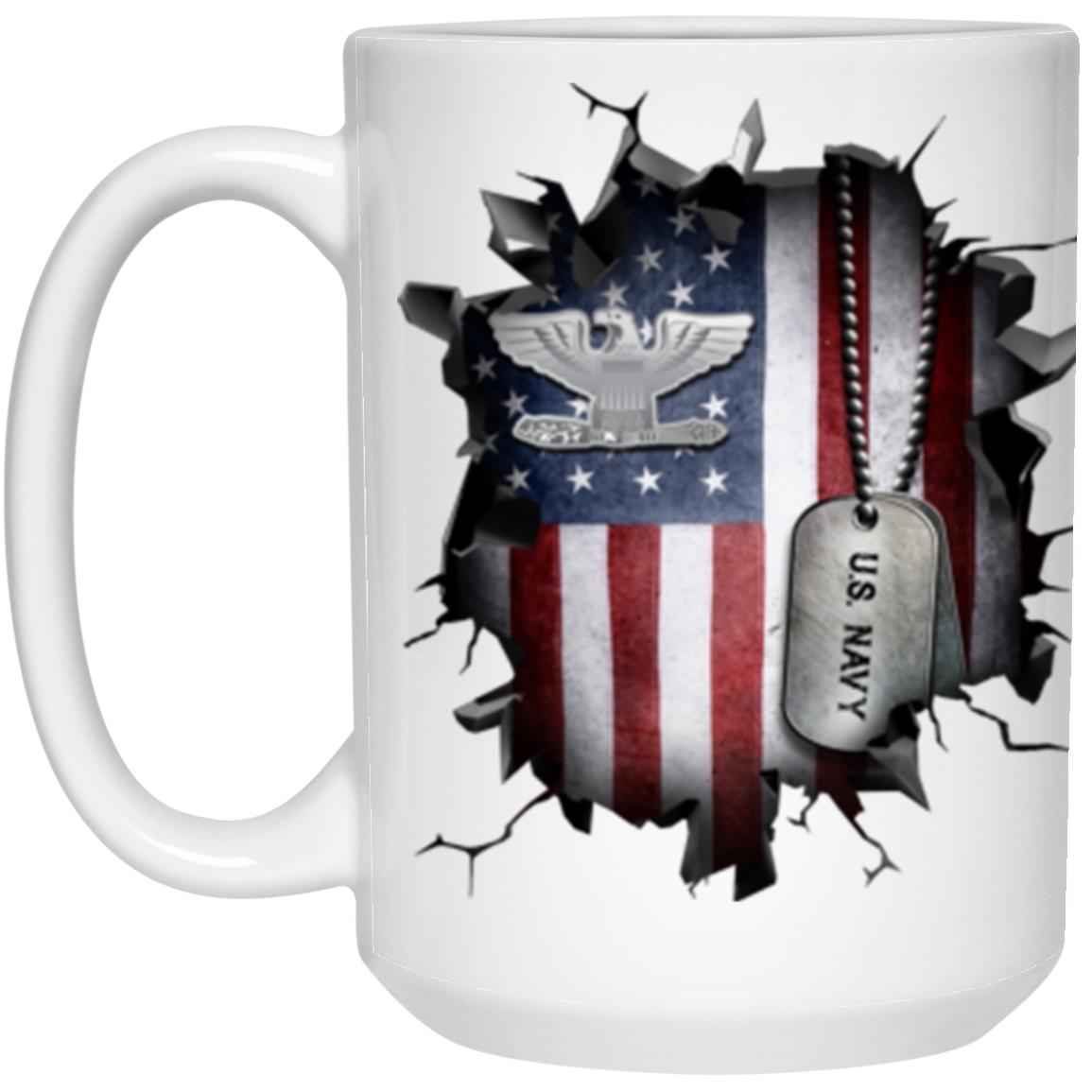 US Navy O-6 Captain O6 CAPT Senior Officer 3D Break Effect Coffee Mug 11oz - 15oz White Mug