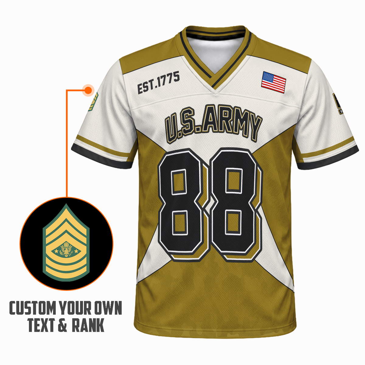 U.S. Army Sports Jersey Personalized Military Rank Name and Jersey Number