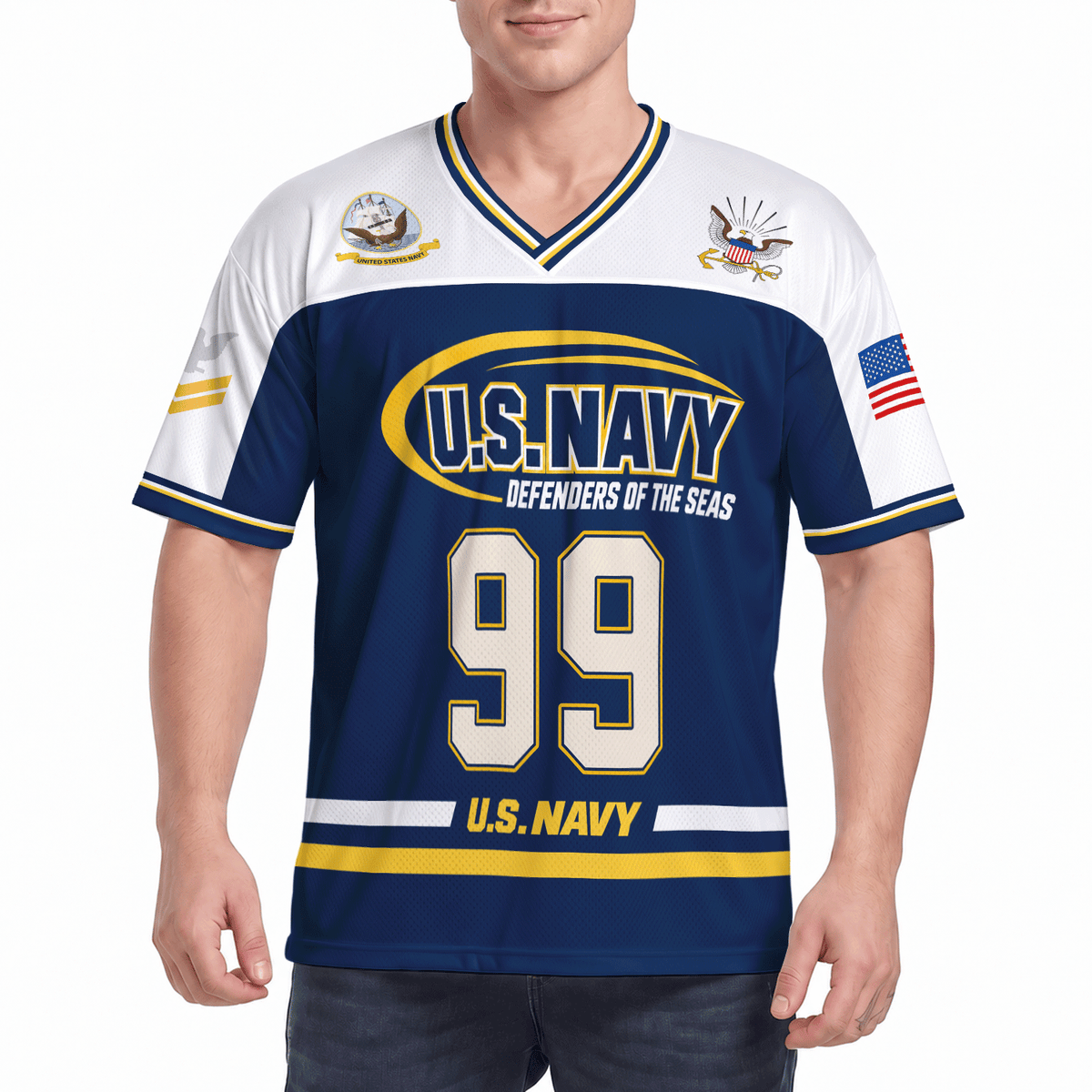 U.S. Navy Military Jersey Custom Rank Name Text and Number