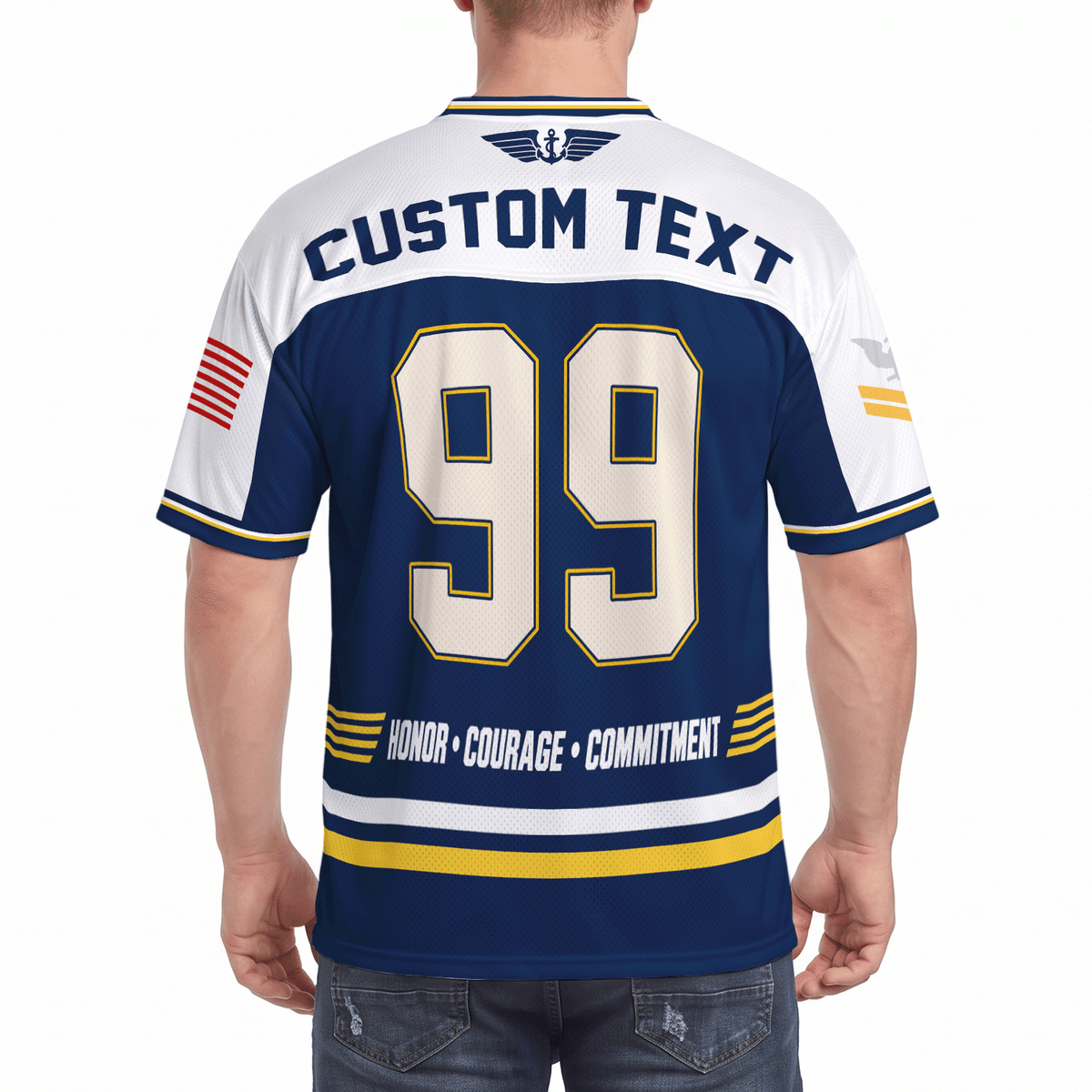 U.S. Navy Military Jersey Custom Rank Name Text and Number