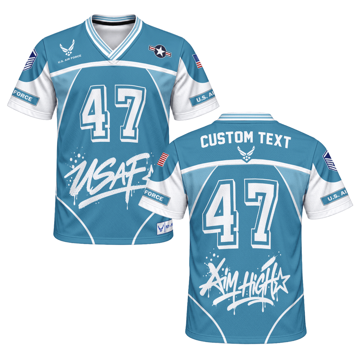 Personalized Air Force Veteran Jersey Custom Rank Number and Text