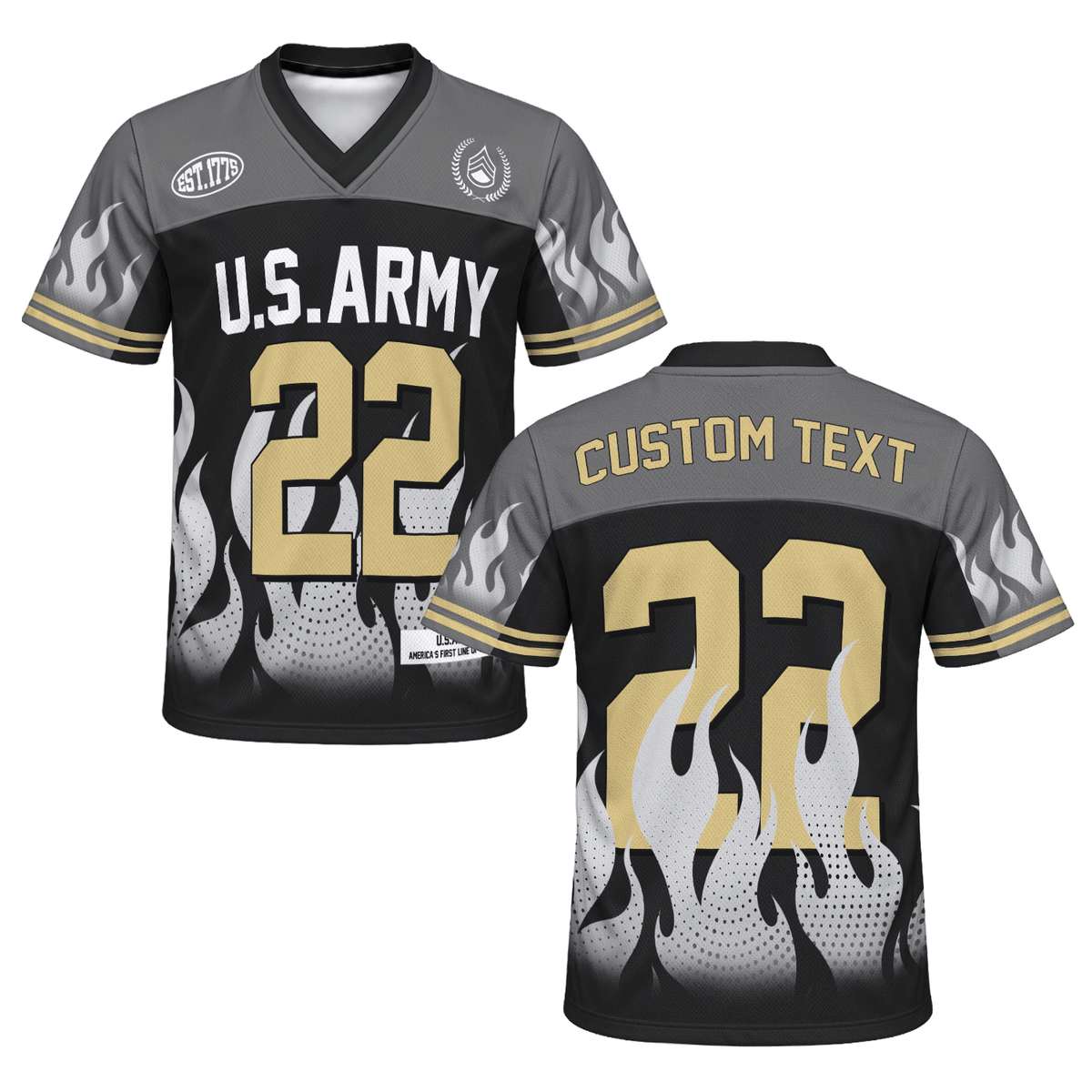 Personalized Army Military Jersey Custom Rank and Text for Veterans