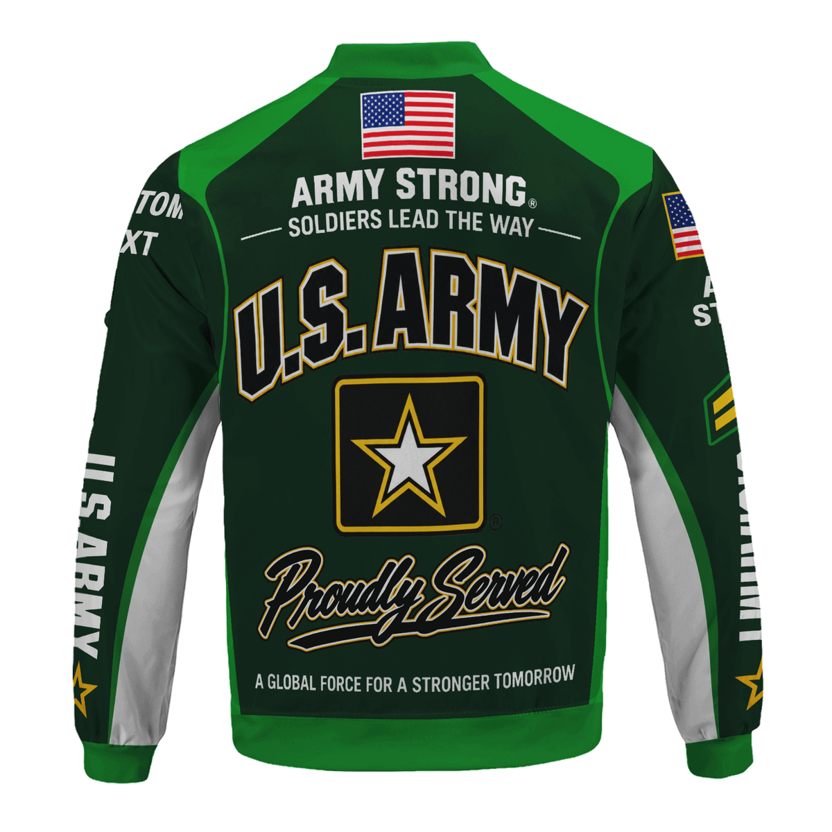U.S. Army Veteran Jacket Personalized Rank Name All-Over Print Bomber