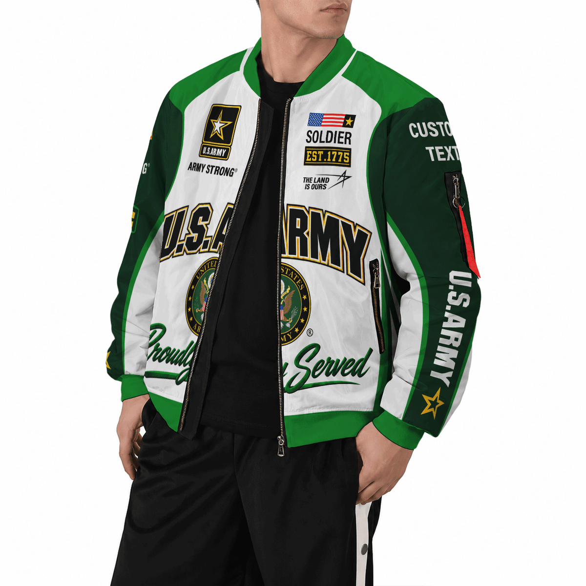 U.S. Army Veteran Jacket Personalized Rank Name All-Over Print Bomber
