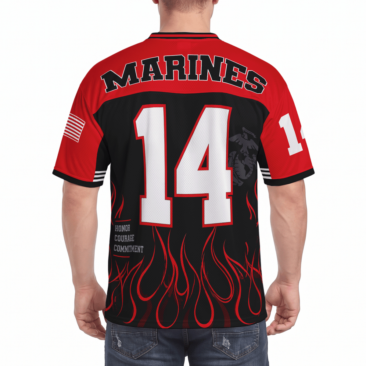 Custom USMC Jersey Personalized Military Rank Name Text and Number