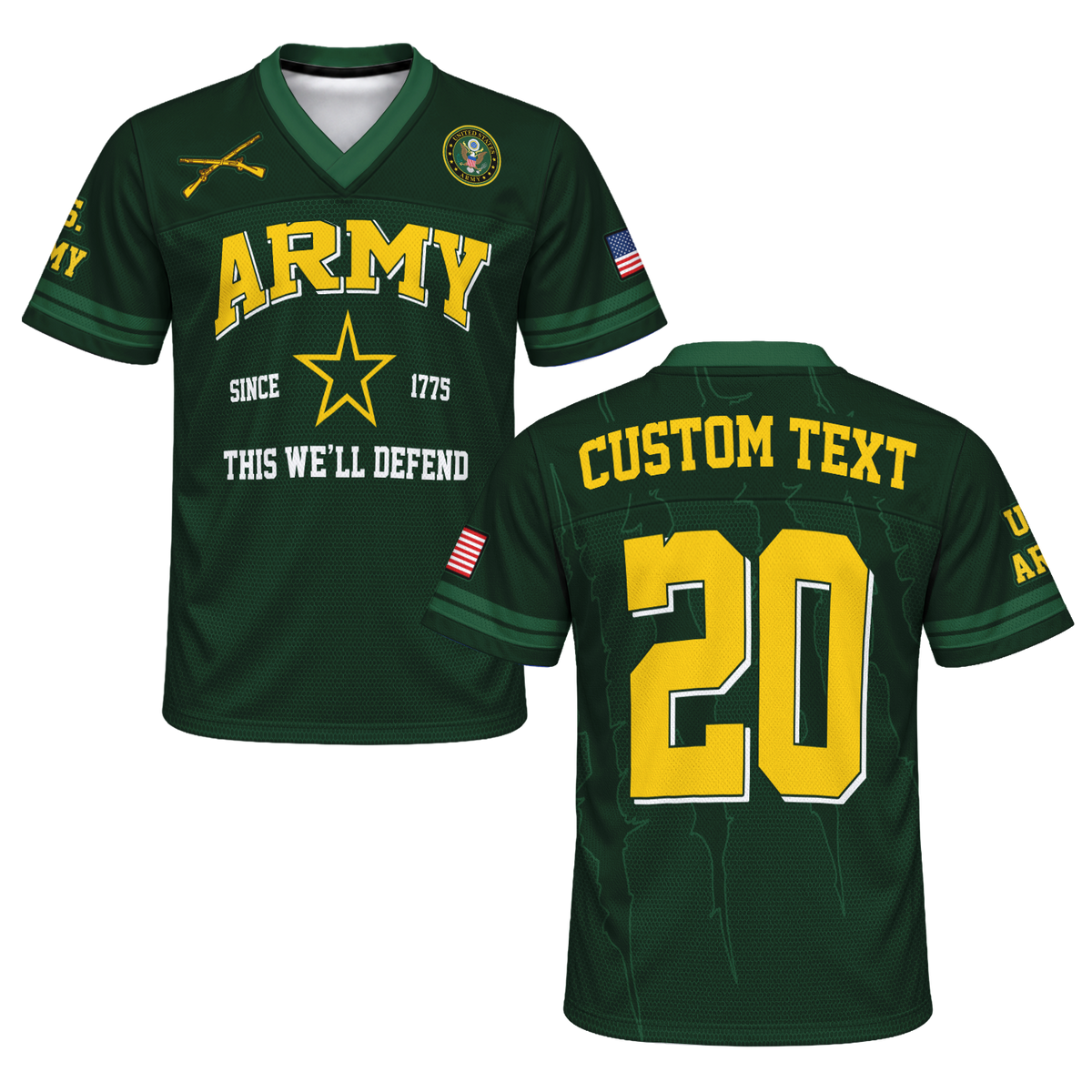 Personalized Army Veteran Jersey Custom Rank, Name and Jersey Number Military Gift