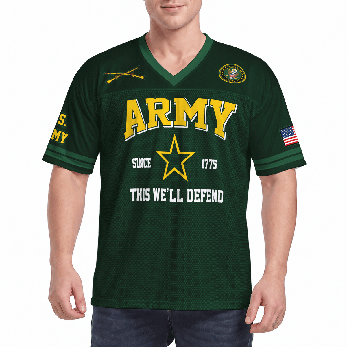 Personalized Army Veteran Jersey Custom Rank, Name and Jersey Number Military Gift