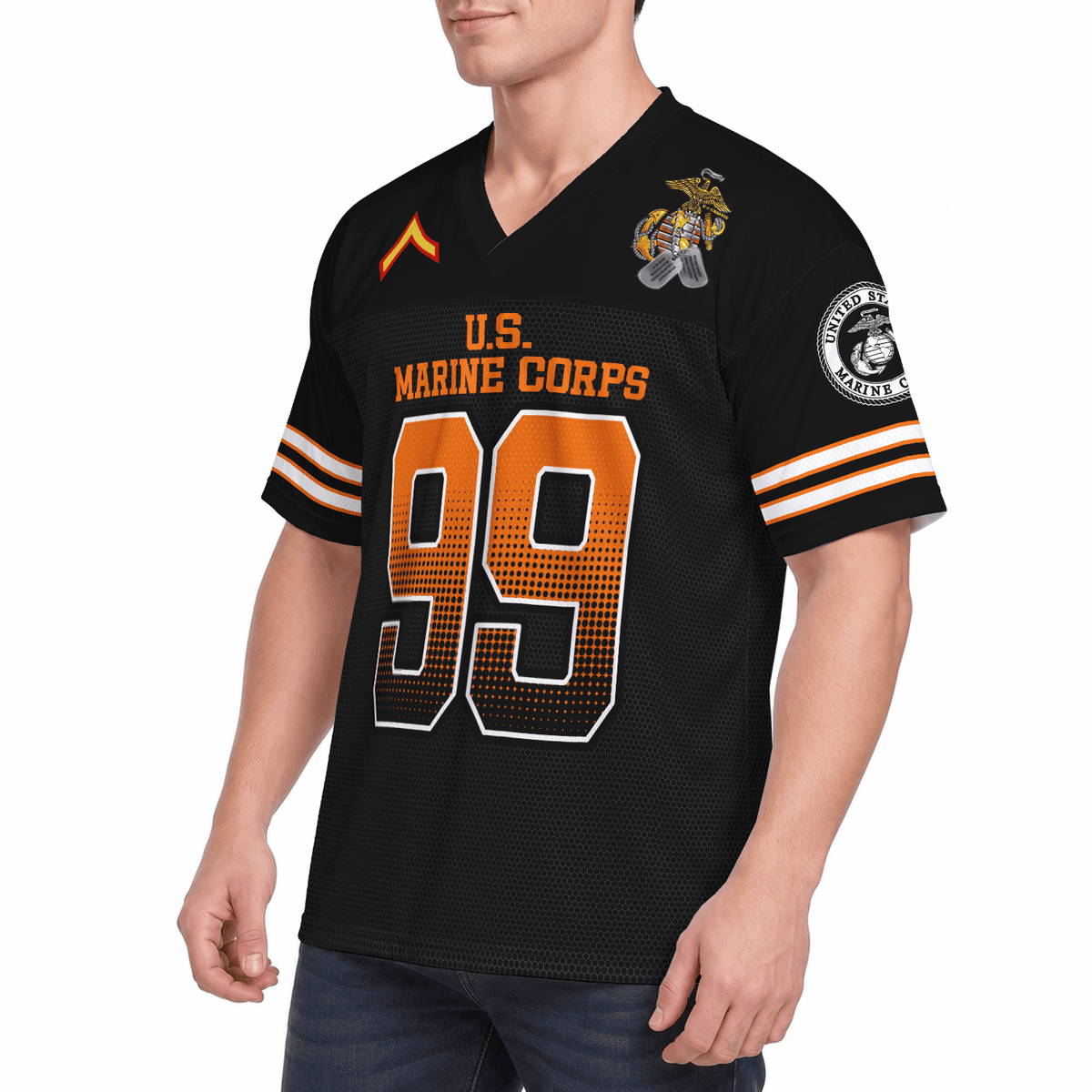 Custom USMC Sports Jersey Personalized Rank Text and Jersey Number