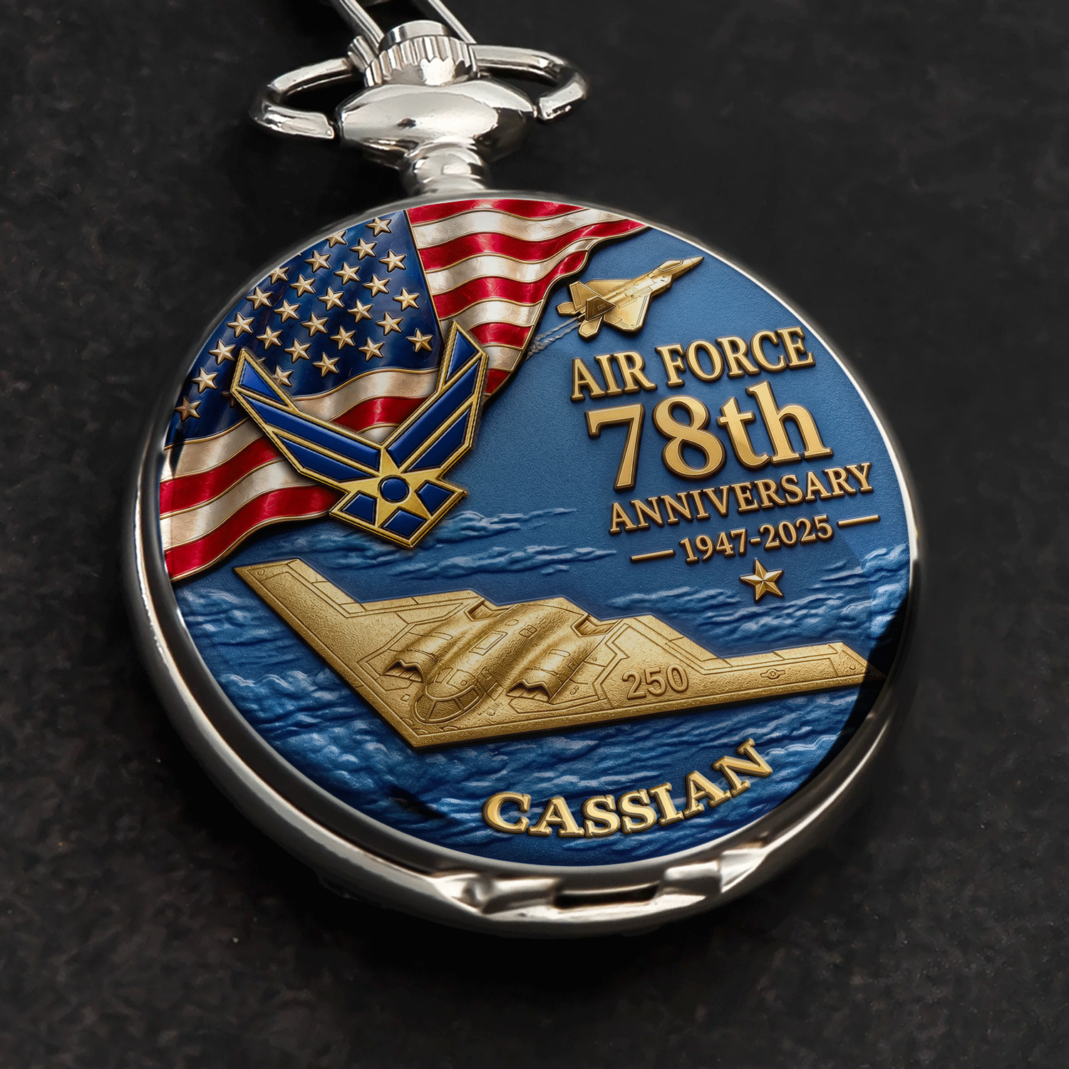 Air Force Veteran Pocket Watch 250th Anniversary Keepsake
