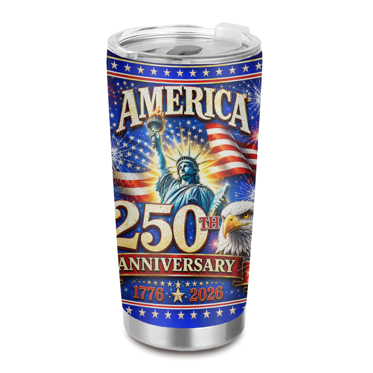 America 250th Anniversary Bald Eagle Statue of Liberty 20oz Tumbler