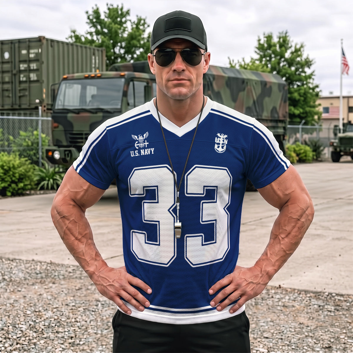 Custom U.S. Navy Jersey Personalized Rank Name Text and Number