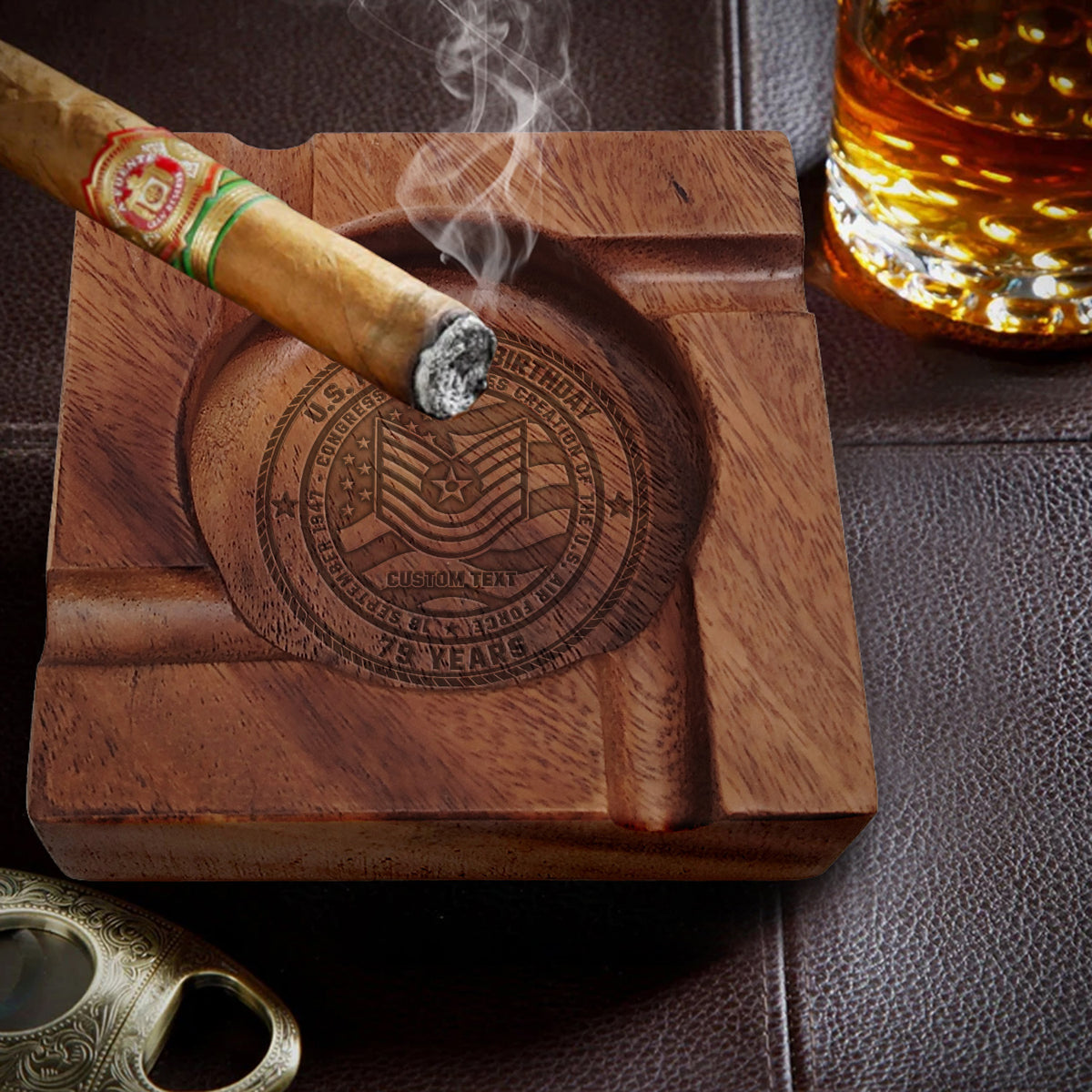 U.S. Air Force Cigar Ashtray Custom Rank and Personalized Text