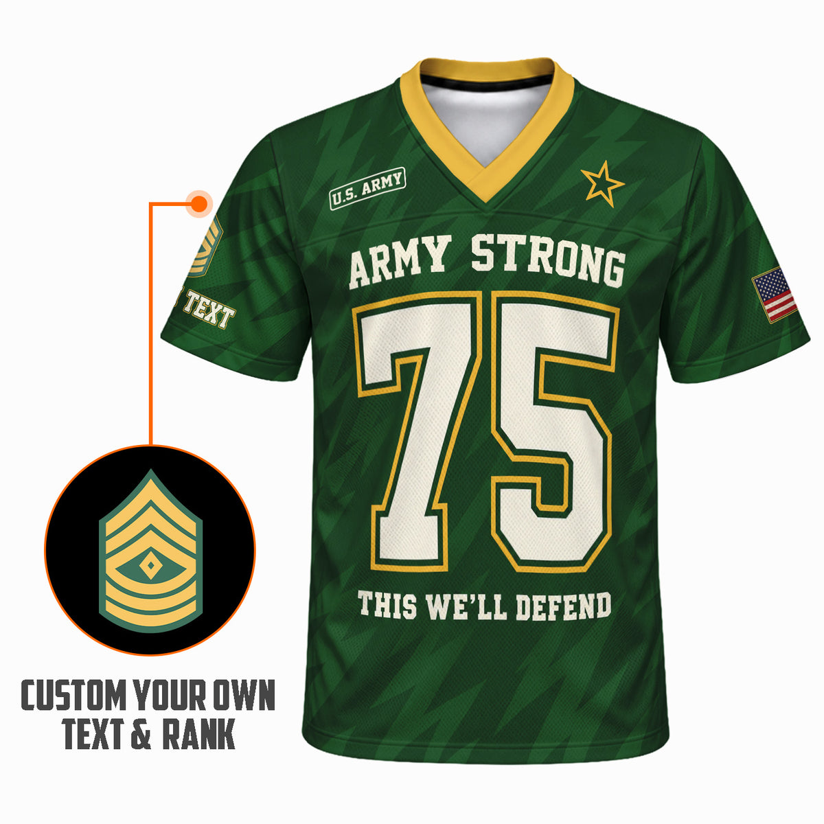 Personalized U.S. Army Sports Jersey Custom Rank Name and Jersey Number Military Shirt