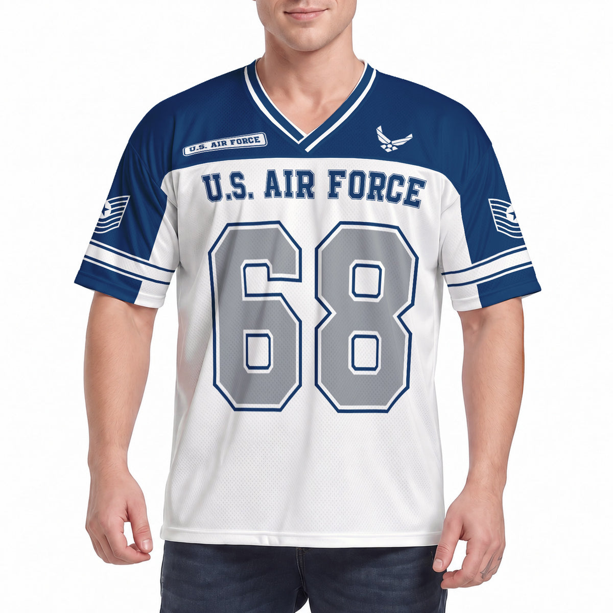 U.S. Air Force Sports Jersey Custom Military Rank Text and Jersey Number