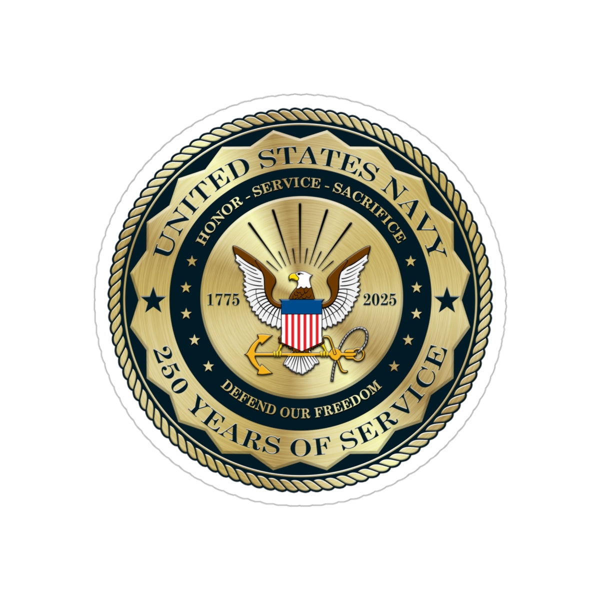 US NAVY 250 Years Of Service Stickers