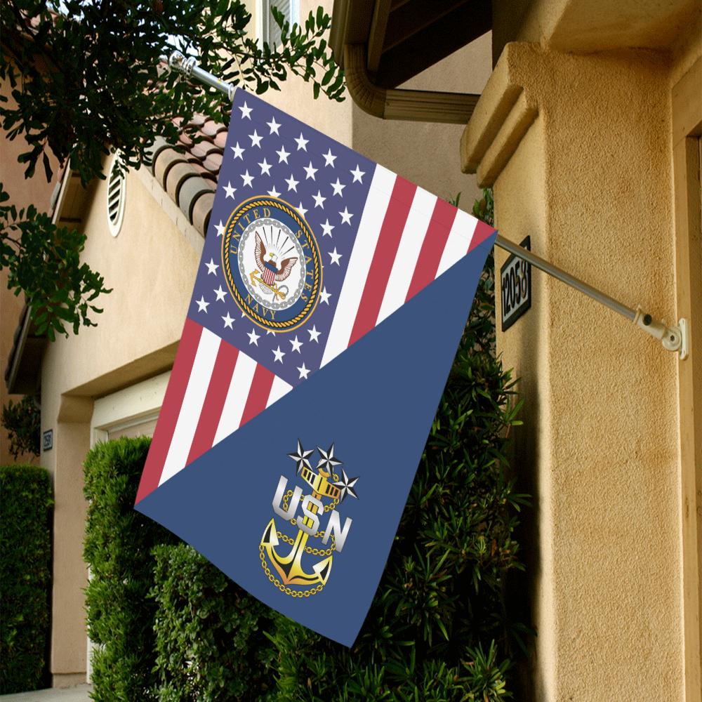 US Navy E-9 Master Chief Petty Officer Of The Navy E9 MCPON Senior Enlisted Advisor Collar Device House Flag 28 inches x 40 inches Twin-Side Printing-HouseFlag-Navy-Collar-Veterans Nation