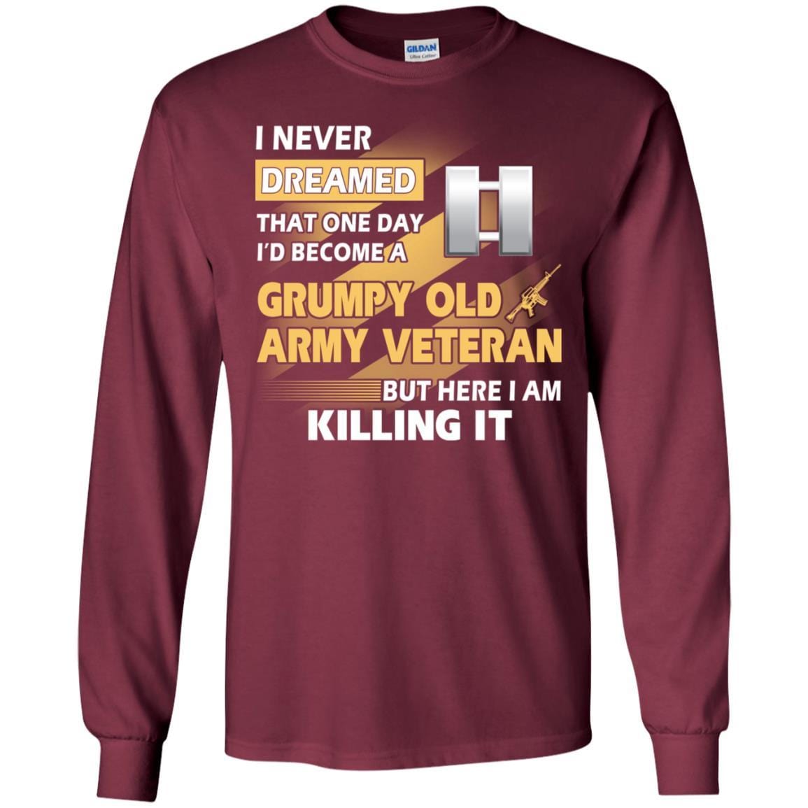 US Army T-Shirt "Grumpy Old Veteran" O-3 Captain(CPT) On Front-TShirt-Army-Veterans Nation