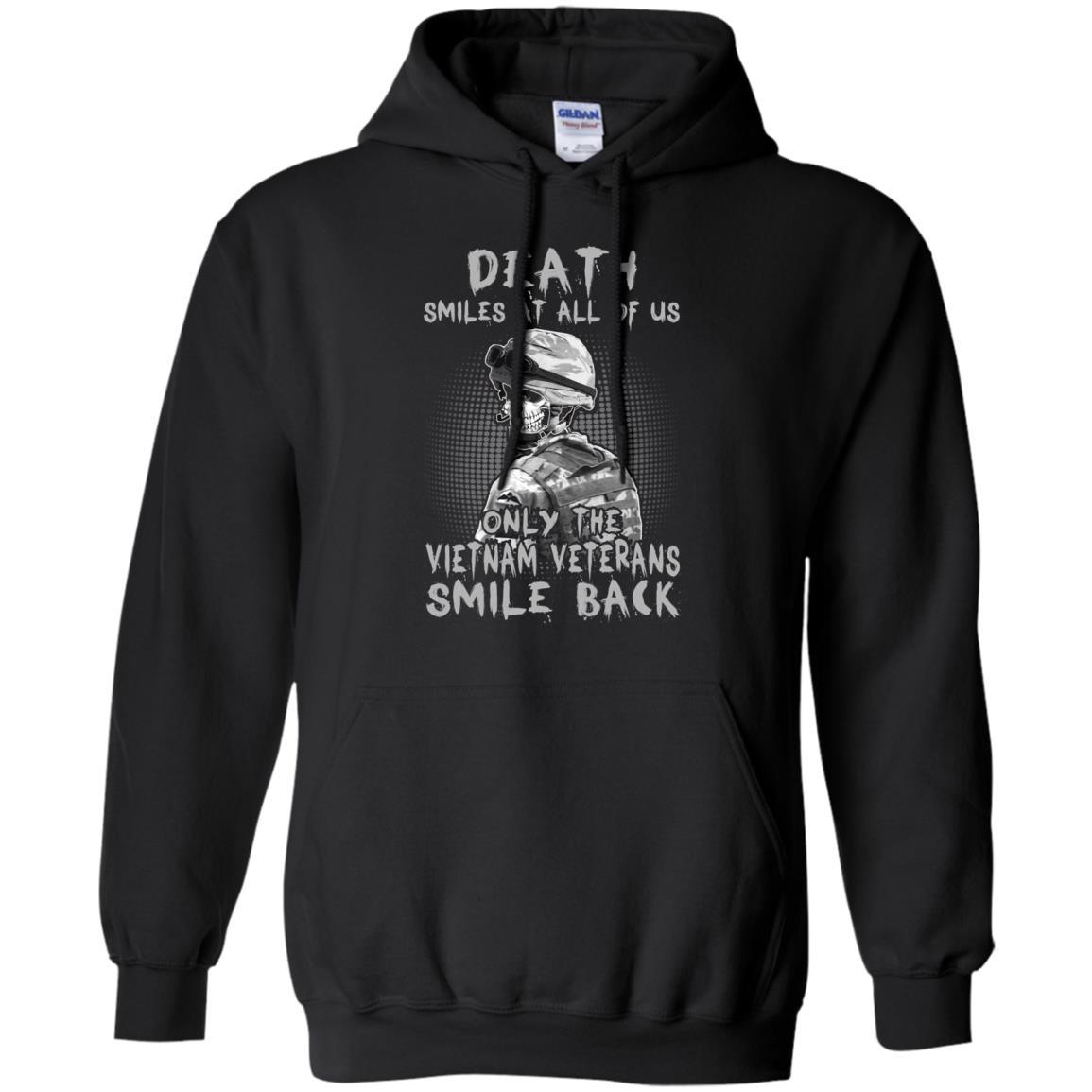 Military T-Shirt "Death Smiles At All Of Us - Only The VN Veterans Smile Back Men On" Front-TShirt-General-Veterans Nation