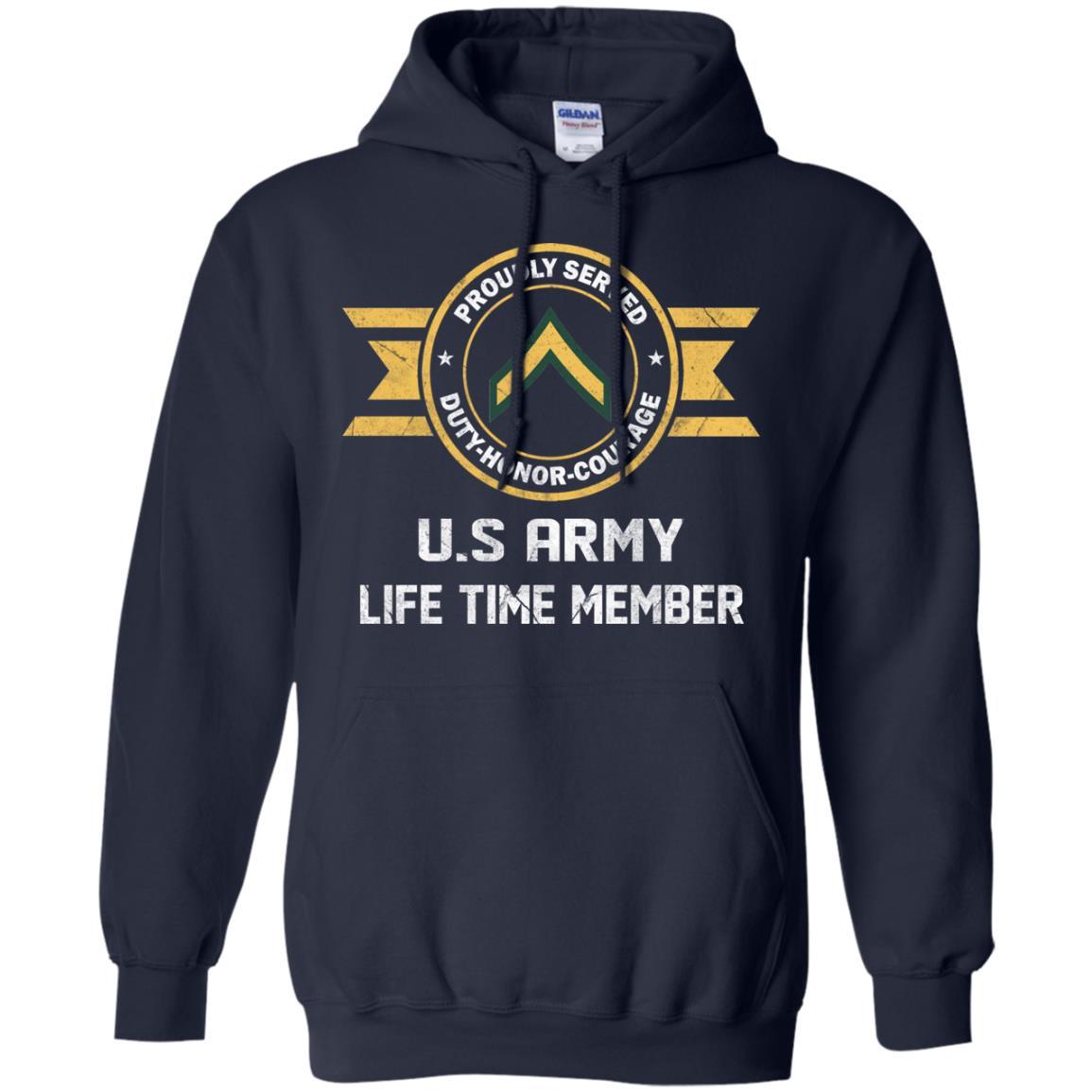 Life Time Member - Army E-2 PV2 E2 Private Second Class Ranks Men T Shirt On Front-TShirt-Army-Veterans Nation