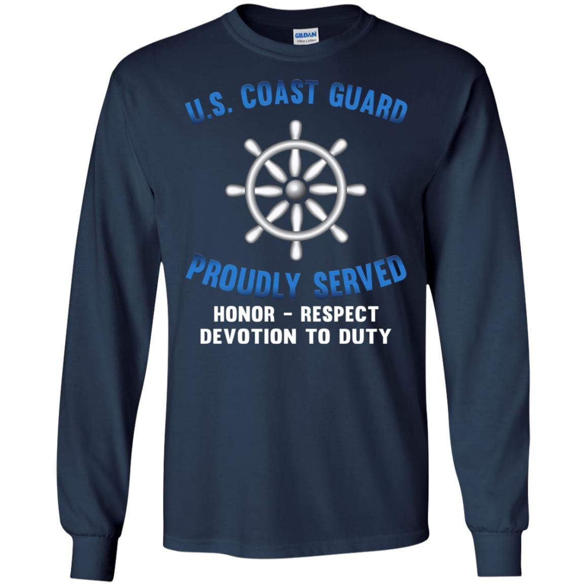 US Coast Guard Quartermaster QM Logo Proudly Served T-Shirt For Men On Front-TShirt-USCG-Veterans Nation