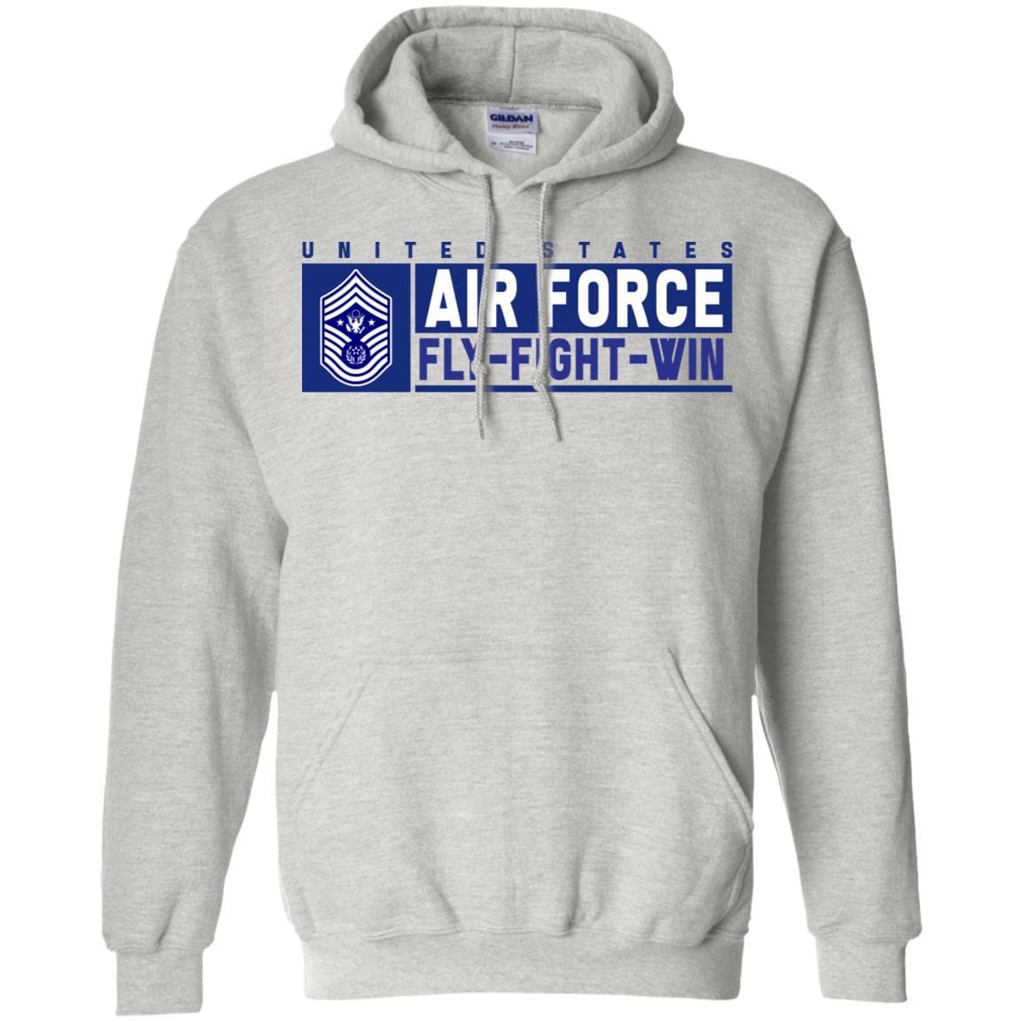 US Air Force E-9 Chief Master Sergeant Of The Air Force Fly - Fight - Win Long Sleeve - Pullover Hoodie-TShirt-USAF-Veterans Nation