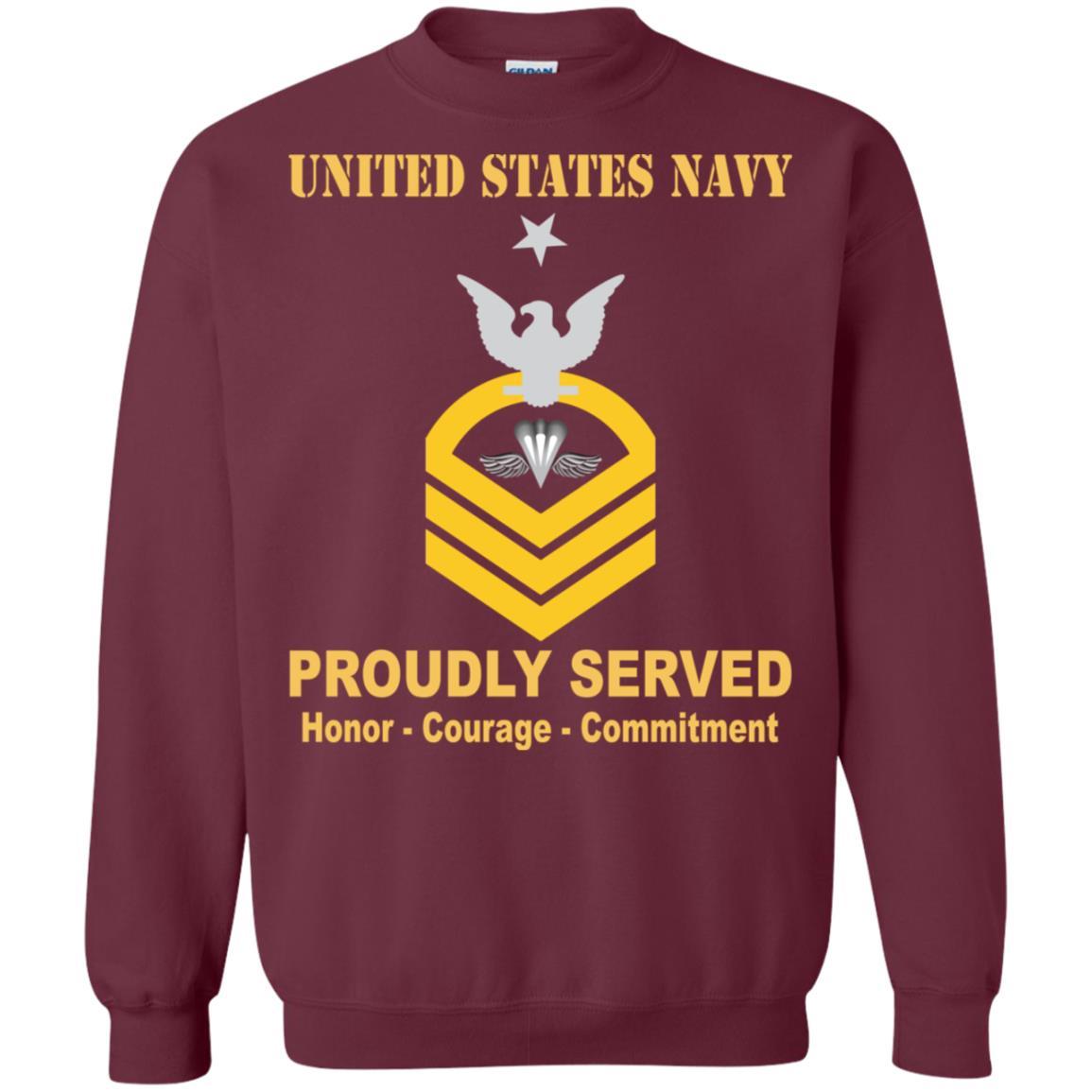 Navy Aircrew Survival Equipmentman Navy PR E-8 Rating Badges Proudly Served T-Shirt For Men On Front-TShirt-Navy-Veterans Nation