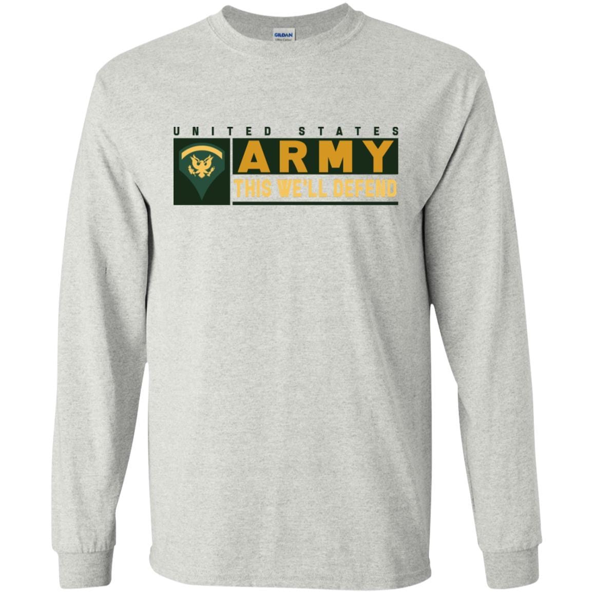US Army E-5 SPC This We Will Defend T-Shirt On Front For Men-TShirt-Army-Veterans Nation