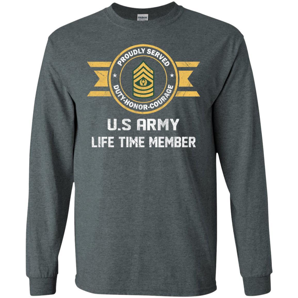 Life Time Member - US Army E-9 Command Sergeant Major E9 CSM Noncommissioned Officer Ranks Men T Shirt On Front-TShirt-Army-Veterans Nation