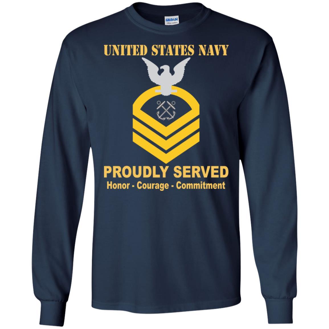 U.S Navy Boatswain's Mate Navy BM E-7 Rating Badges Proudly Served T-Shirt For Men On Front-TShirt-Navy-Veterans Nation