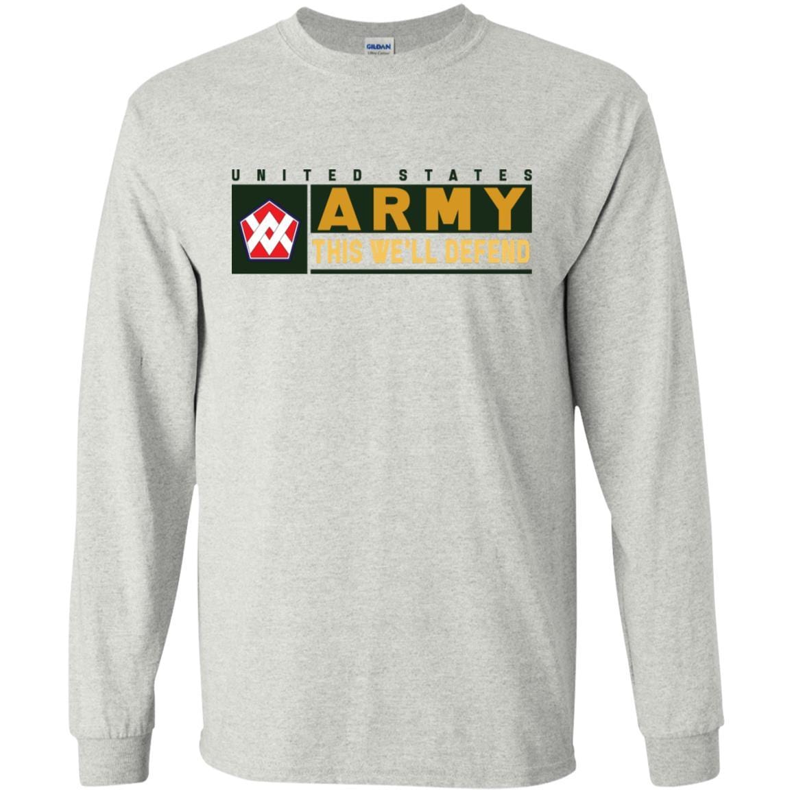 US Army 55TH SUSTAINMENT BRIGADE CSIB- This We'll Defend T-Shirt On Front For Men-TShirt-Army-Veterans Nation