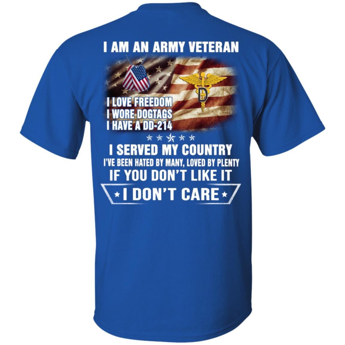 T-Shirt "I Am An Army Dental Corps Veteran" On Back-TShirt-Army-Veterans Nation