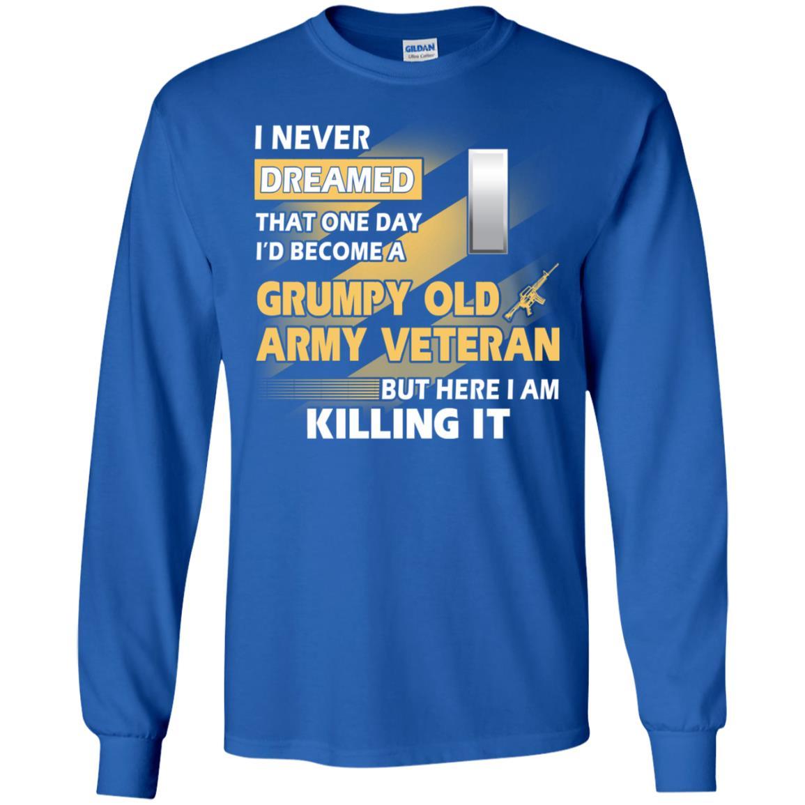 US Army T-Shirt "Grumpy Old Veteran" O-2 First Lieutenant(1LT) On Front-TShirt-Army-Veterans Nation