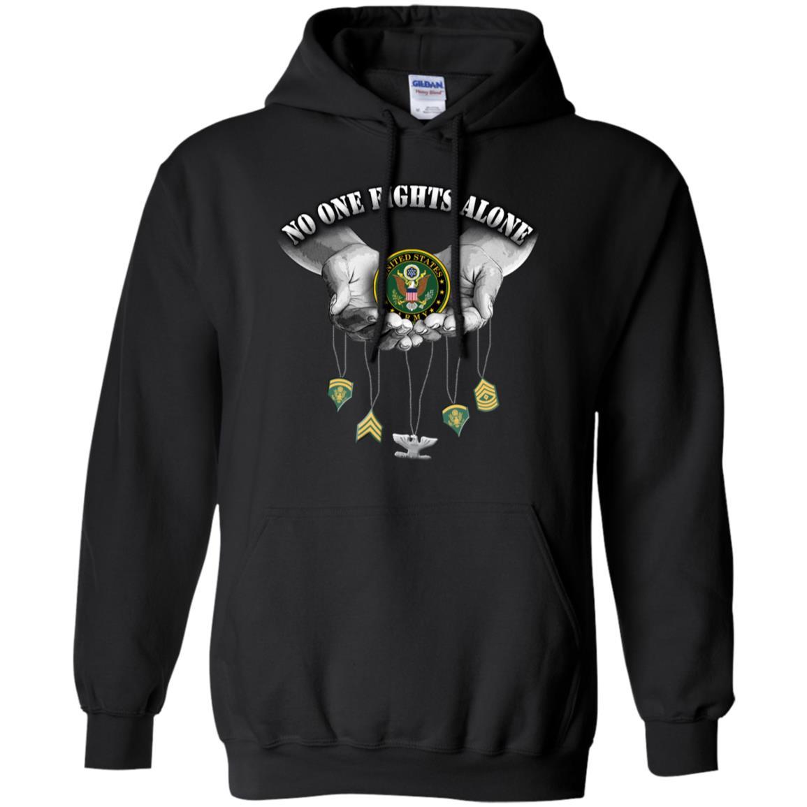 T-Shirt "No One Fights Alone Army Ranks" On Front-TShirt-Army-Veterans Nation