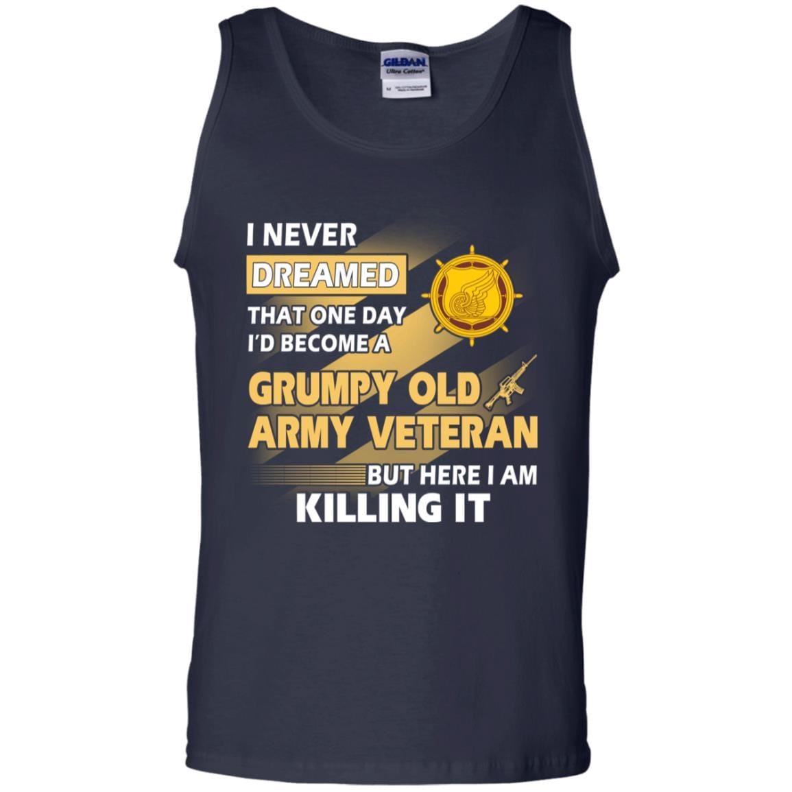 US Army T-Shirt "Transportation Corps Grumpy Old Veteran" On Front-TShirt-Army-Veterans Nation