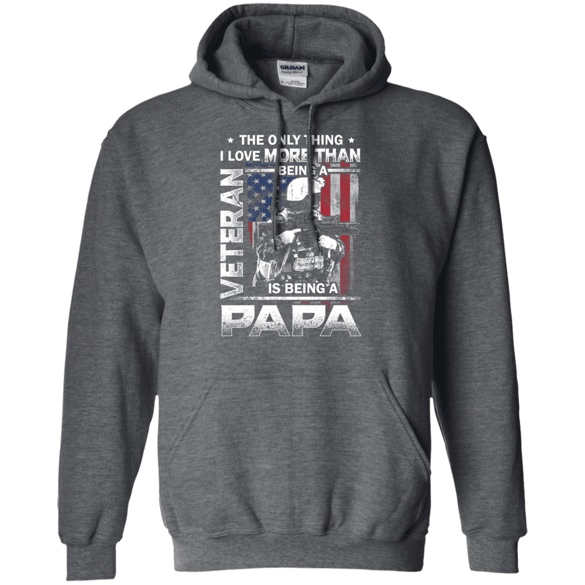 Military T-Shirt "I love Being A Papa Veteran Men" Front-TShirt-General-Veterans Nation