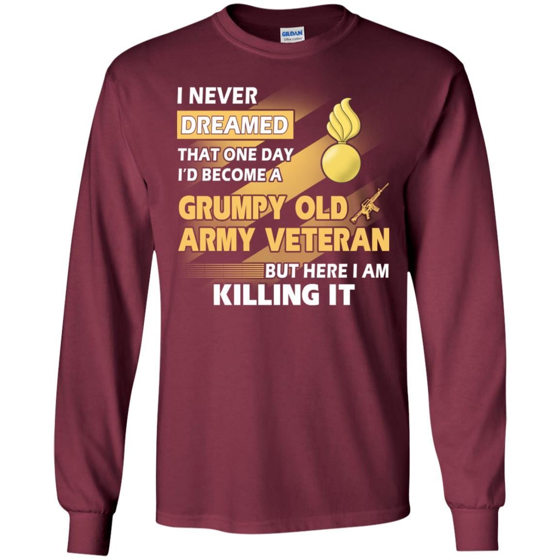 US Army T-Shirt "Ordnance Corps Grumpy Old Veteran" On Front-TShirt-Army-Veterans Nation