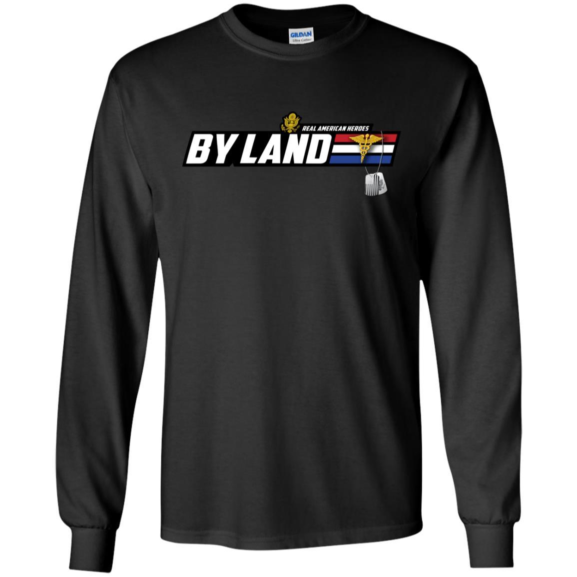 US Army T-Shirt "Medical Corps Real American Heroes By Land" On Front-TShirt-Army-Veterans Nation