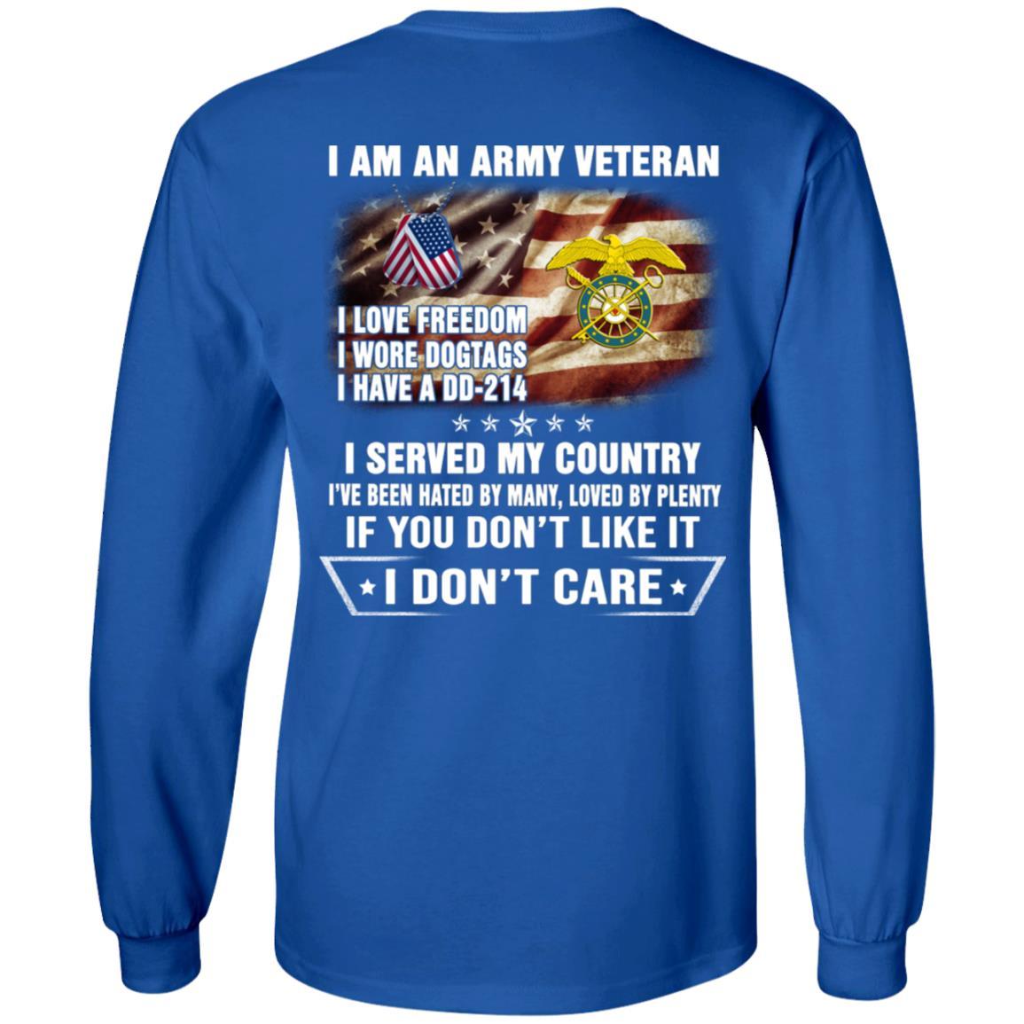 T-Shirt "I Am An Army Quartermaster Corps Veteran" On Back-TShirt-Army-Veterans Nation