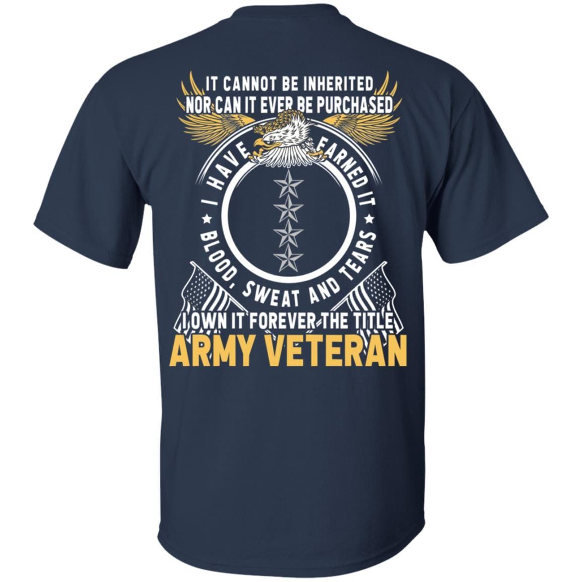 US Army O-10 General O10 GEN General Officer Ranks T-Shirt For Men On Back-TShirt-Army-Veterans Nation
