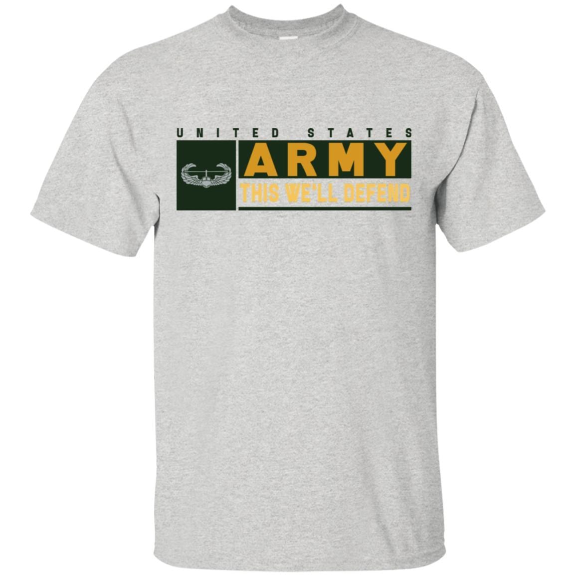 US Army Air Assault Wings Badge- This We'll Defend T-Shirt On Front For Men-TShirt-Army-Veterans Nation