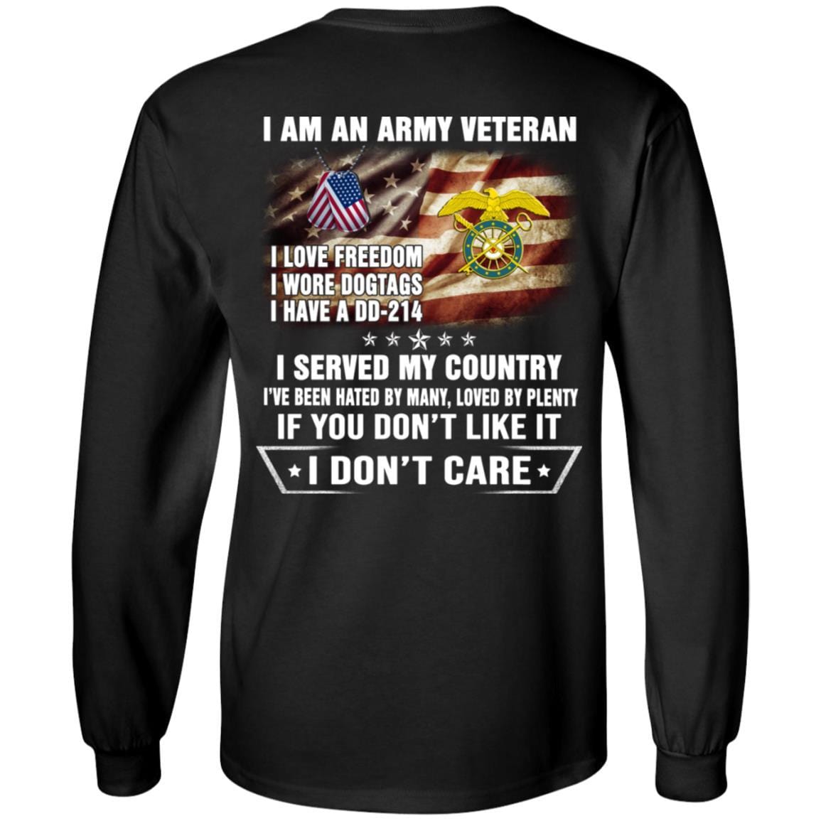 T-Shirt "I Am An Army Quartermaster Corps Veteran" On Back-TShirt-Army-Veterans Nation