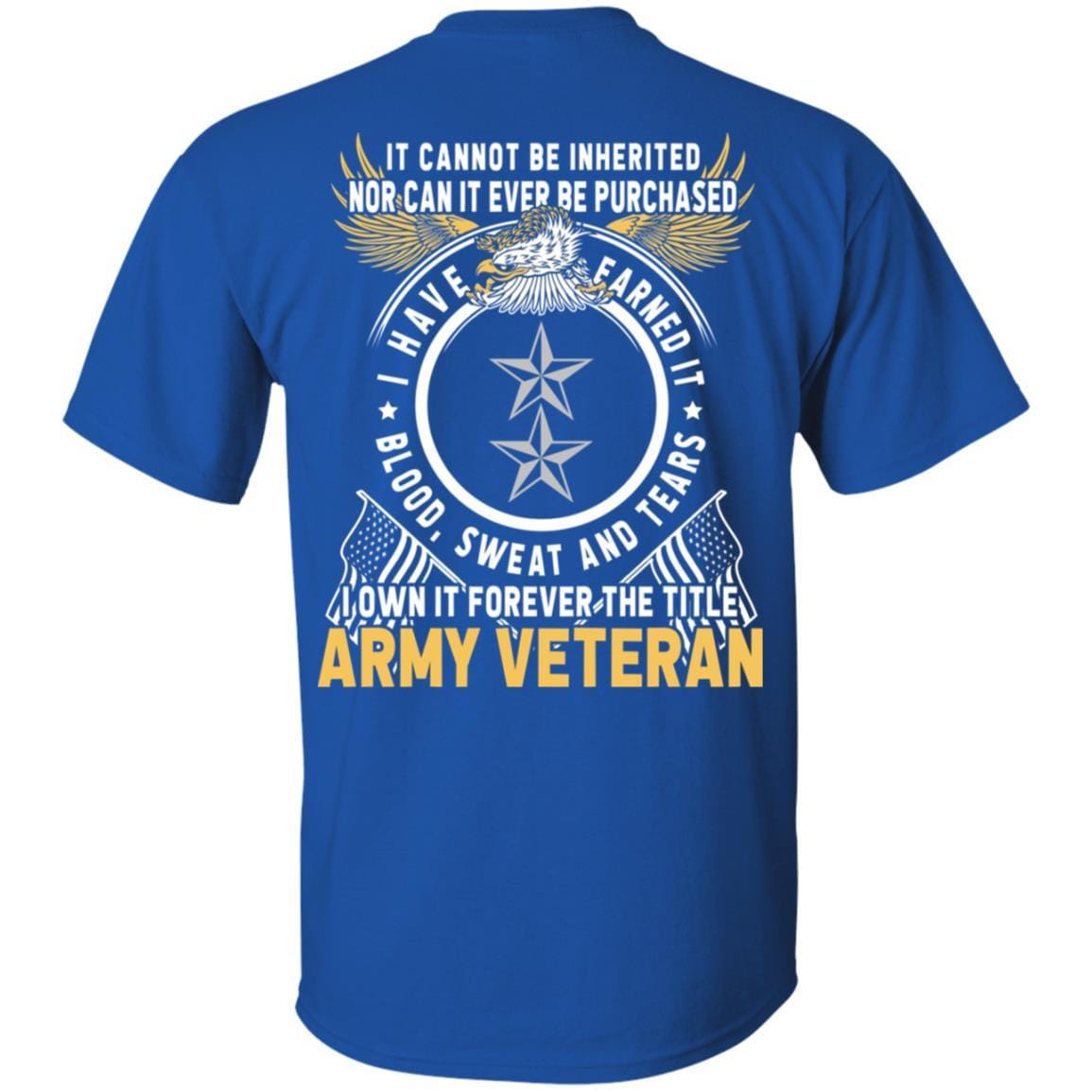 US Army O-8 Major General O8 MG General Officer Ranks T-Shirt For Men On Back-TShirt-Army-Veterans Nation